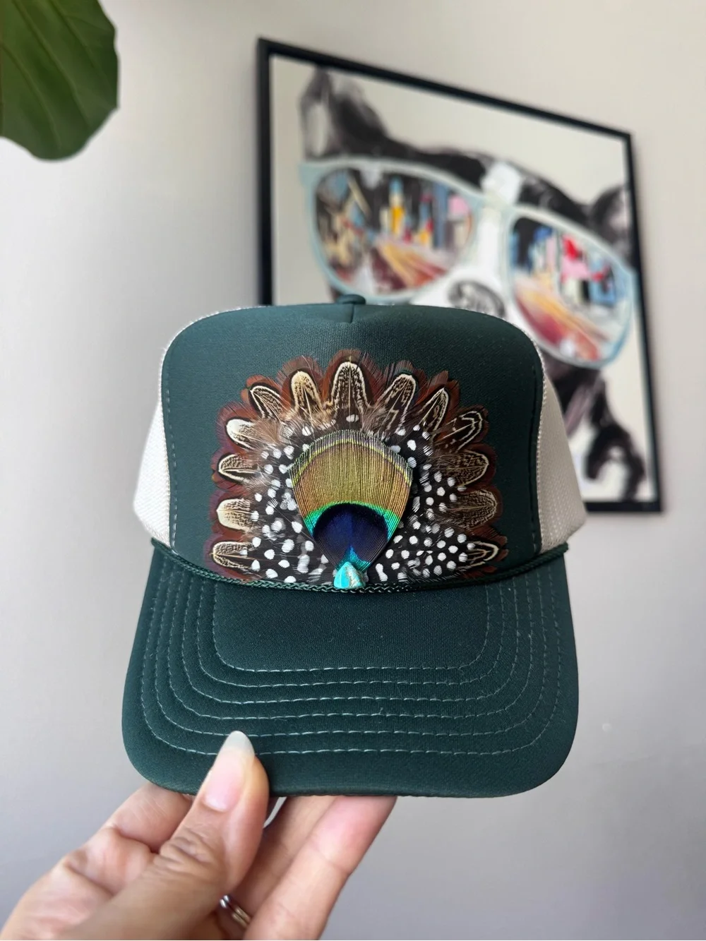 F1 Boho Feather Trucker Hat